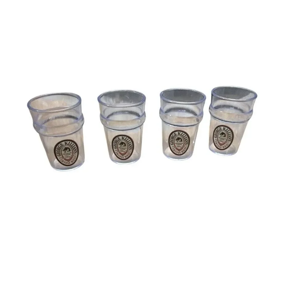 George Killian’s Irish Red Clear Plastic Stacking Shot Glasses Set of 4 NWOT